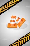 Pair of Traffic Cones on a Metal Background